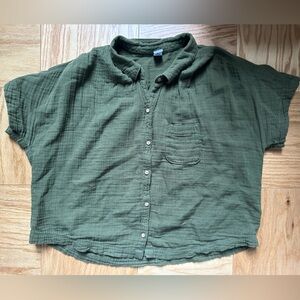 Old Navy Linen Crop Top Button Down